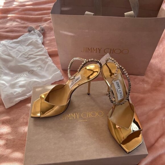 Jimmy Choo gold high-heeled sandals - Picture 4 of 6